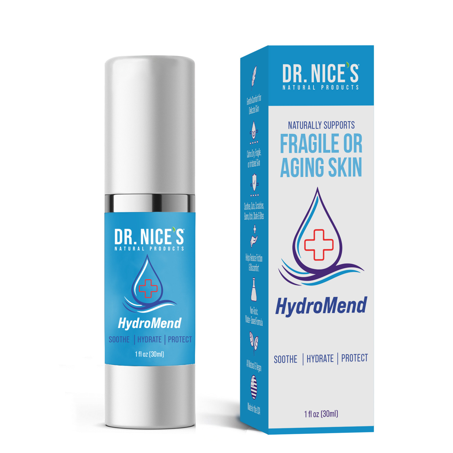 Dr. Nice's HydroMend hydrogel wound care for seniors with fragile, aging skin
