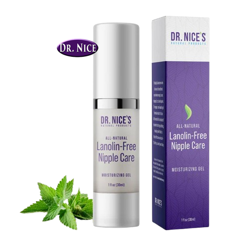 Dr. Nice's vegan lanolin-free nipple care gel 10mL for sore, cracked breastfeeding nipples